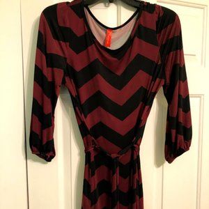 Silk Chevron 3/4 Sleeve Dress